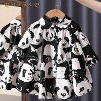 2-8 Year Old Girl Clothes Cool Panda Printing Dress Cotton Shirt Dress Spring Autumn Outwear Kids Clothes Loose A-line Dresses  by Hs2023