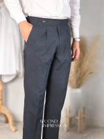 กางเกงขายาวเอวสูง Classic High Waist Trousers (Dark Grey)