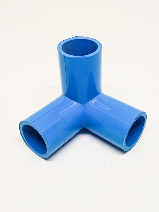 สามทางเข้ามุม PVC สีฟ้า ขนาด 1/2 นิ้ว 1แพ็ค 2 ตัว