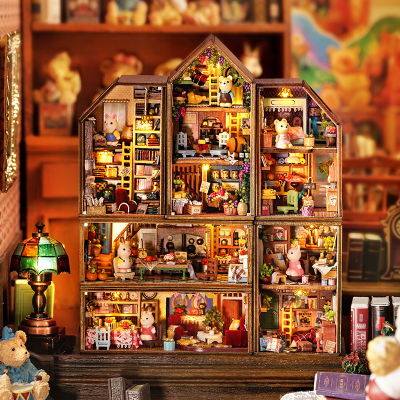 CUTEBEE บ้านตุ๊กตาDIY บ้านของเล่น ตัวต่อไม้ ของจิ๋ว ของเล่น diy (สร้างเมืองของเล่นบล็อก)