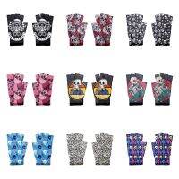 1Pair Personalized Printed Womens Knitted Half Windproof Gloves Fingerless Cycling