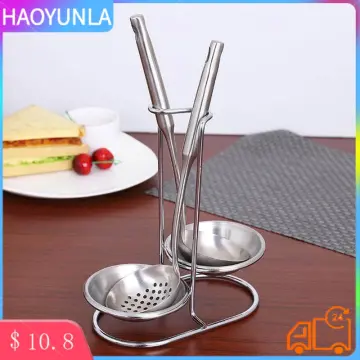 304 Stainless Steel Single/Double Ladle Vertical Spoon Utensil Rack Soup  Spoon Rest Stand Multi-function