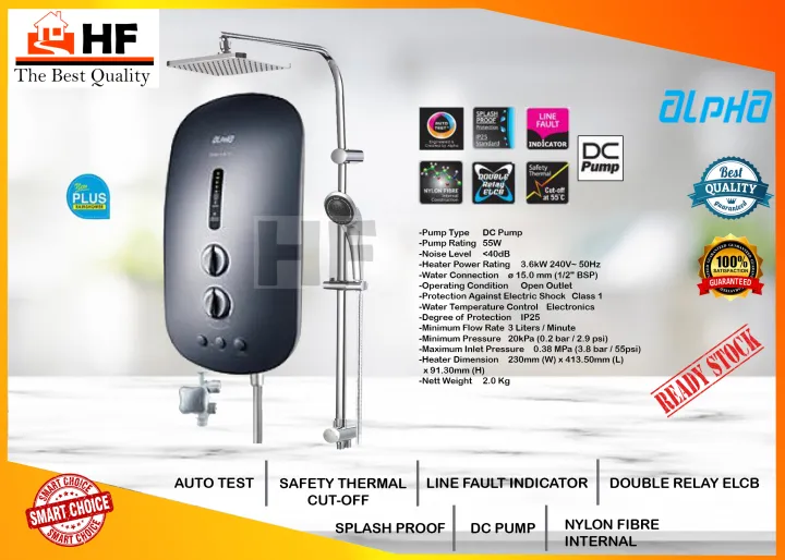 ALPHA SMART Water Heater 18I PLUS RAIN SHOWER DC PUMP READY STOCK ...