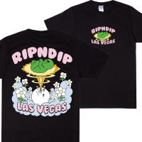 Ripndip เสื้อยืดแขนสั้นลายแมวลาสเวกัส100% คอตตอนคอกลมใส่ได้ทั้งชายและหญิง