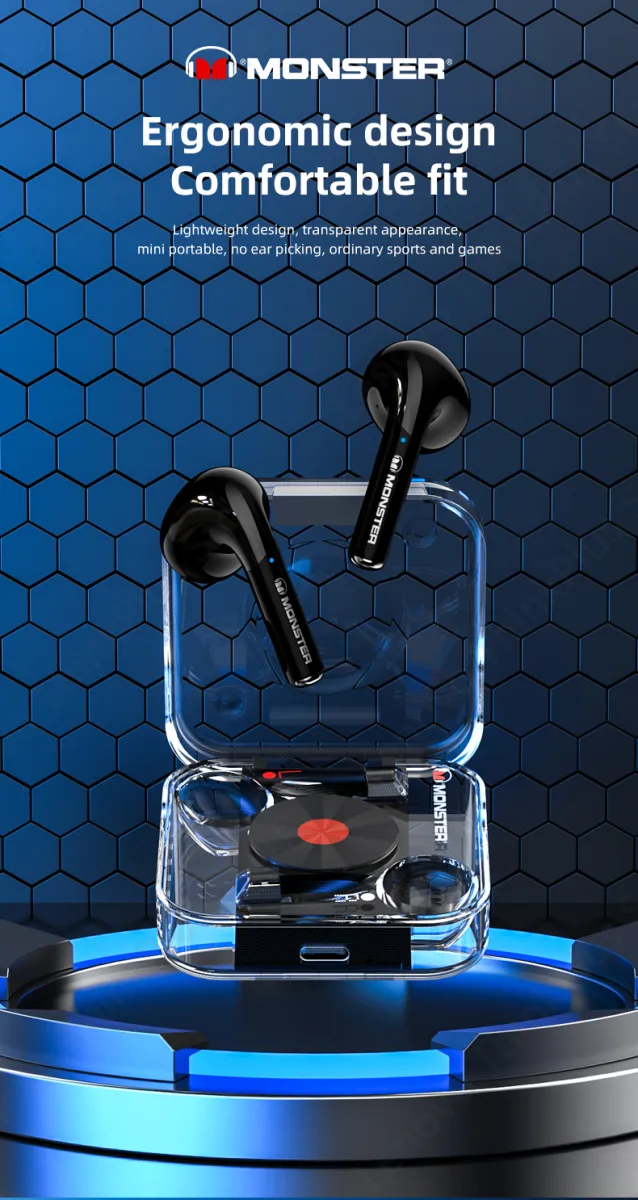 Original Monster Airmars XKT01 Wireless Earbud Bluetooth 5.2 Earphone TWS HiFi Music Wireless Headphones With Mic Gaming Earphone