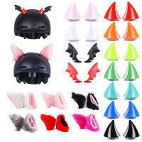 2 ชิ้นหมวกกันน็อคมอเตอร์ไซค์ที่มีสีสัน Devil Horns Cat Ears Decor Universal มอเตอร์ไซด์จักรยานรถจัดแต่งทรงผมตกแต่งสติกเกอร์หมวกกันน็อค-UHG MALL