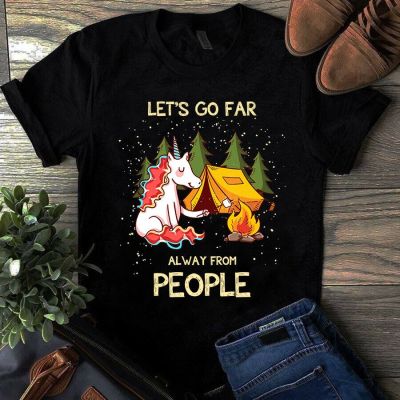 On Sale Lets go far away from people Unicorn Camping TShirt  5YIX