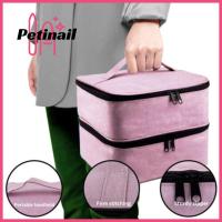 PETINAIL อุปกรณ์จัดระเบียบน้ำมัน Essential แบบพกพาการออกแบบสองชั้นยาทาเล็บเคสพกพาการจัดเก็บยาทาเล็บกระเป๋าเครื่องสำอางค์