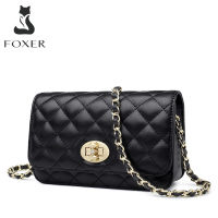 FOXER Lattice ผู้หญิงกระเป๋า Designer โซ่สายคล้องไหล่กระเป๋าแยกหนังหญิงคลาสสิก Mini Crossbody กระเป๋า Lady สไตล์กระเป๋า