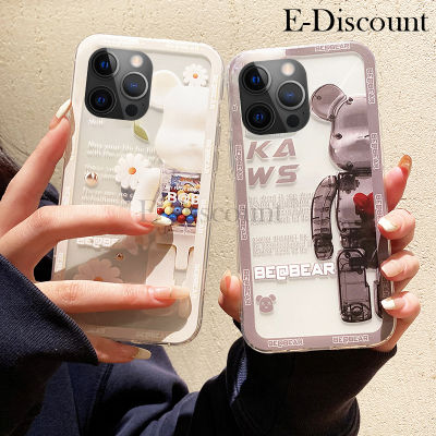 เคสสำหรับ Apple iPhone 15 Pro Max 15 Plus โทรศัพท์ใหม่ ฝาครอบคู่แฟชั่นลายการ์ตูนหมีซิลิโคนนิ่มโปร่งใสป้องกันการตกหล่นสำหรับ iPhone 15 Plus 15 Pro Max เคส