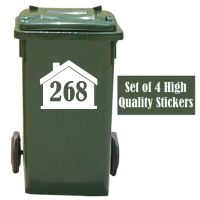 4Pcs Custom Rubbish Trash Can Wheelie Bin House Number Stickers Decal Vinyl Garage Home Decor Wall Stickers Decals