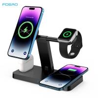 ZZOOI 37W Magnetic 4 in 1 Wireless Charger Stand For iPhone 12 13 14 Pro Max Fast Charging Dock Station For Airpods Pro Apple iWatch 8