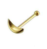 MC จิว สกรูจมูก  ทองคำขาว 9K Gold Half moon Ball End Nose Pin