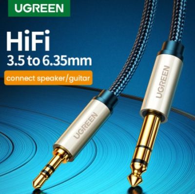 Ugreen 3.5mm to 6.35mm Adapter Aux Cable for Mixer Amplifier CD Player Speaker Gold Plated 3.5 Jack to 6.5 Jack Male Audio Cable[2 M]
