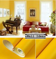 Wall Ideas สีพื้น!! วอลเปเปอร์ติดผนัง สติกเกอร์ผนัง PVC มีกาวในตัว ขนาด 45cm x 10m  #สีเหลือง