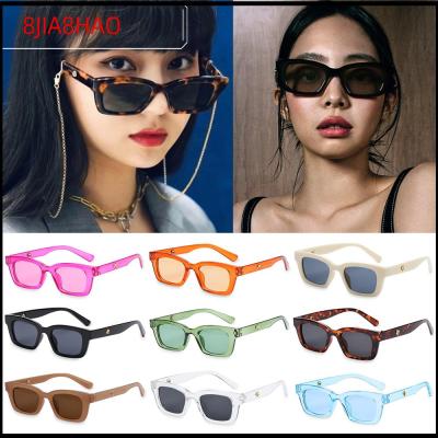 8JIA8HAO สไตล์อินเทรนด์ ป้องกัน UV400 แว่นตาไดร์เวอร์ แว่นกันแดดสำหรับผู้หญิง แว่นกันแดดย้อนยุค แว่นกันแดดทรงสี่เหลี่ยมผืนผ้า แว่นสายตาผู้หญิง
