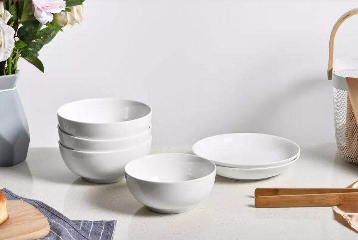 Ceramic White Porcelain Soup Plate Soup Bowl Salad Plates Rice Bowl 