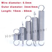 10/20/30 Pcs WD 0.5mmxOD 3mm/4mm 304 Stainless Steel S Hook Tension Cylindroid Helical Pullback Extension Tension Coil Spring