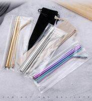 6 Pieces Stainless Steel Straws Set - Reusable Metal Drinking Straws Ideal Choice for Kitchen  Bar and Picnic Specialty Glassware