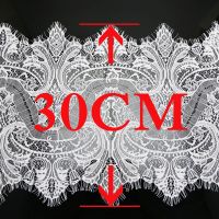 ；‘。、’ (3 Meters/Roll) 300Ｍm White Eyelash Lace Fabric Voile Trim Embroidered Wedding Manual Dress Fabric Diy Rion Exquisite Pattern