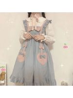 【HOT】✑♗℗ HOUZHOU Kawaii Bow Patchwork Short Preppy Sleeveless Fashion Sundress