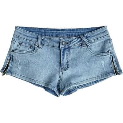 Ultra-low Waist Denim Shorts Womens Light Blue Stretch Slim Sexy Buttocks Shorts Nightclub