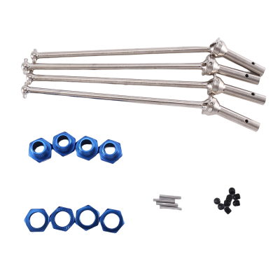 4Pcs Metal Front and Rear Drive Shaft CVD with Extended Wheel Hex for 1/10 Arrma Kraton Outcast Accessories Kit Blue