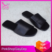 Dép quai ngang PinkShopGiayDep kiểu dáng độc đáo mới lạ chất da xịn mềm êm