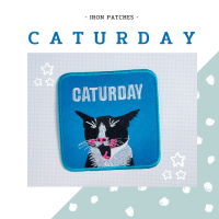 [expro] Caturday Patch ลายแมวง่วง แมว cat ตัวรีดติดเสื้อ อาร์มติดเสื้อ  iron patches ติดรองเท้า ติดกระเป๋า เสื้อยีนส์  [size 7.7*7.5cm]