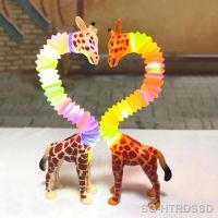 【LZ】◈  1pcs Anti Stress Funny Changeable Fidget Toy Giraffe LED Telescopic Tube Spring Tube Toy DIY Dog Model Deform Sensory Toys