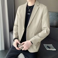 ZZOOI Men Solid Black Blazers Autumn Single Breasted Korean Chic Casual Mens Outwear Ins Simple Tops Suit Jackets Wedding Coat