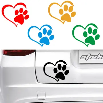 2pcs Rhinestone Car Stickers Crystal Heart Dog Paw Print Bling Stickers And  Decals For Auto Window Motorcy…