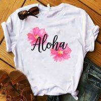 Shirt Aloha Flower Floral Printed Tshirt Tee Shirt Clothes Graphic Gildan Spot 100% Cotton