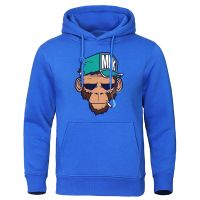 European American Style Personality Smoking Monkey Hoodie Mens Fashion Loose Sweatshirt Fashion Hoodies Casual Streetwear Size XS-4XL