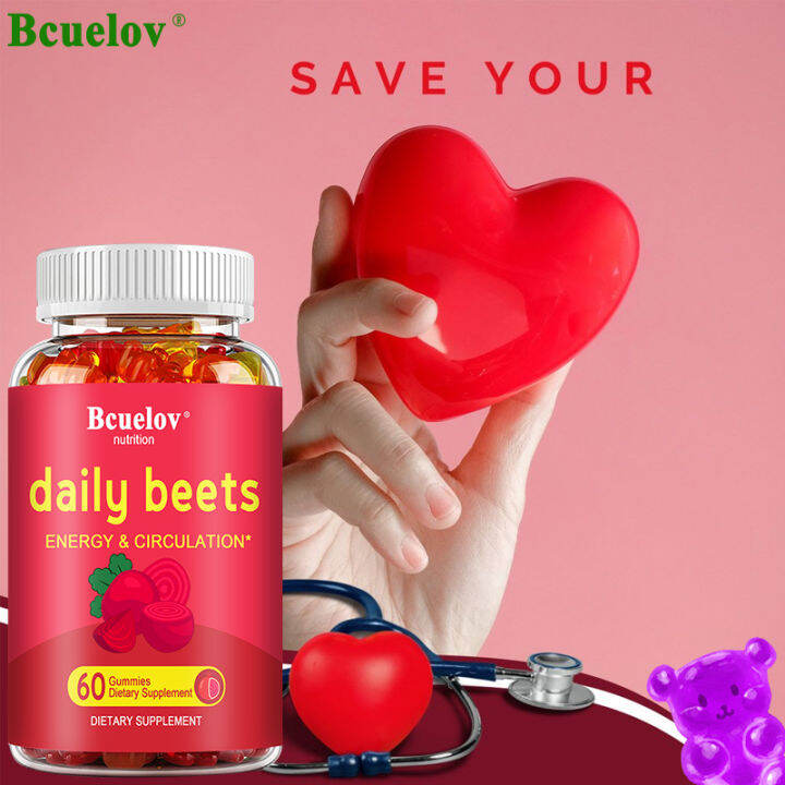 Beetroot Gummies Boost Energy Heart Health, Blood Pressure Support, Circulation 60 Beet