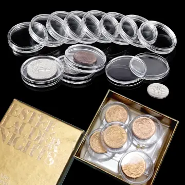 4pcs 16/25/30/46mm Silver Coin Collection Slab Display Storage Case Box  Holder