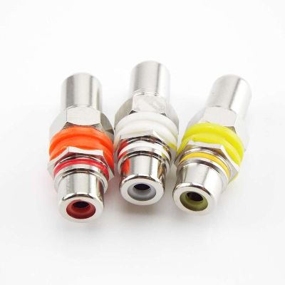 ；【‘； Nickel Plated Copper RCA Female To Female Connector Extend Adapter Dual Head AV Female Extension Plug Audio Video Adapter