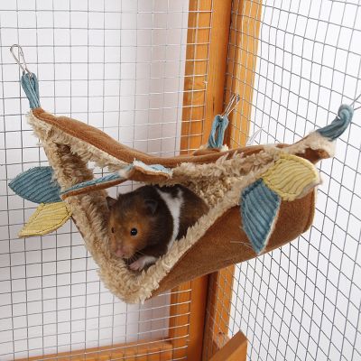 Small Pet Cage Hamster Hammock Mini Animal House Triangle Hanging Fleece Bed Swing Cage Accessories for Sugar Glider Guinea Pig Beds