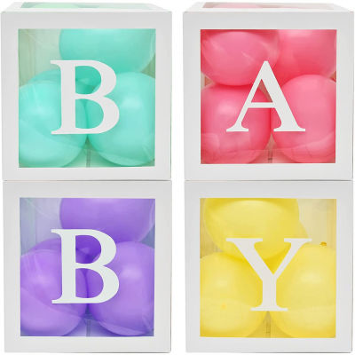 Transparent Balloon Box Boy Girl Party 26 letter BABY Name Box Wedding Decoration Baby Shower First 1st Birthday Party Decor