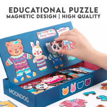 Magnetic Puzzle Game Toy Board Box Educational Learning Toy Dress Up Animal Occupation Expression