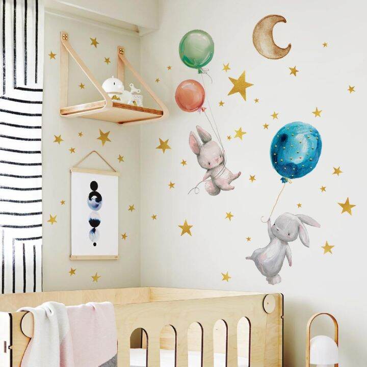 24-home-accessories-สติกเกอร์ติดผนัง28x38ซม-บอลลูนกระต่ายสติ๊กเกอร์ติดผนังรูปดาวเรืองแสงสติกเกอร์ติดผนังการ์ตูนสติกเกอร์เรืองแสงของเล่นเด็กสติ๊กเกอร์ติดผนัง-pvc