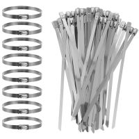 100 Pcs Canopy Cable Ties Reusable Stainless Steel Cord The Fence Metal Zip Wire Strap Cable Management