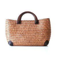 Handmade Straw Bag Retro Rattan Bag Straw Woven Handy Beach Bag Simple Art Weaving Bag Womens Bag Handbag