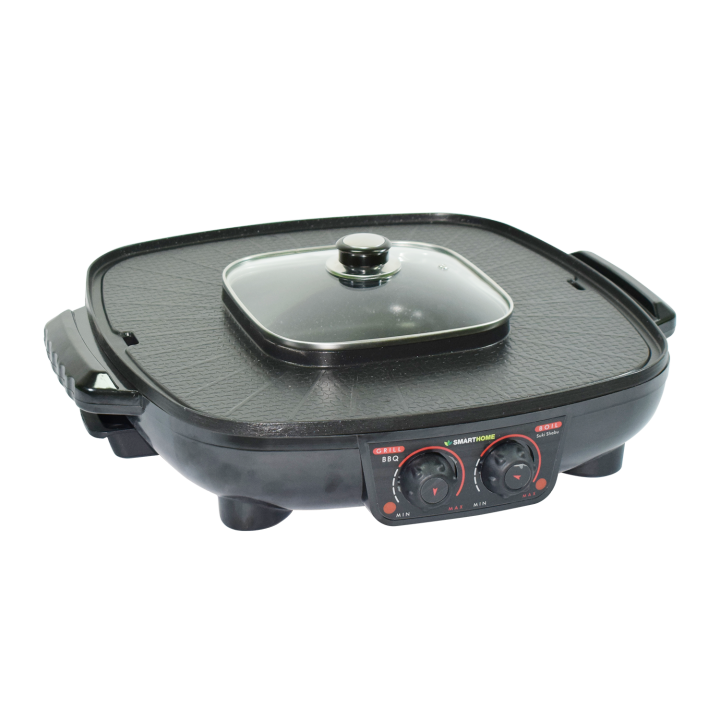 smart-home-electric-grill-with-pot-2-in-1-s-เตาปิ้งย่างเอนกประสงค์หร้อมหม้อสุกี้-ขนาดใหญ่-sm-eg1802-อาหารไม่ติดกระทะ-ล้างออกง่าย