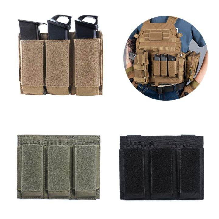 Tactical Triple Pistol Mag Pouch Military Pistol Ammo Bag Magazine