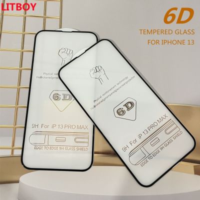 LITBOY 6D กระจกนิรภัยป้องกันเต็มพื้นที่บน iPhone 11 12 13 Pro XS Max XR X ชัดเจนปกป้องหน้าจอ Iphone Mini Capa
