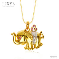 Lenya Jewelry  จี้ช้าง เอกลักษณ์ความเป็นไทย เงินแท้ ประดับพลอย ทับทิม ( Ruby) ชุบทอง สวยโดดเด่น