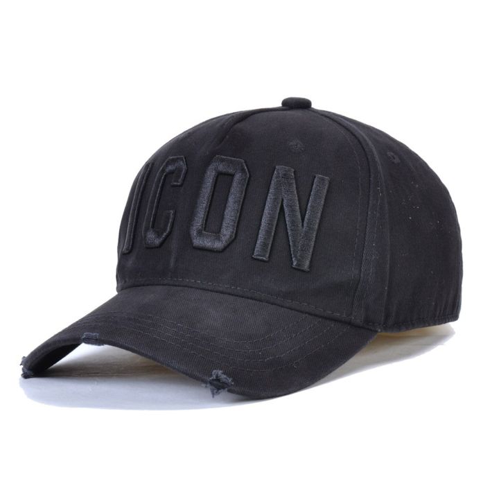 หมวกเบสบอลผ้าฝ้ายสีดำสำหรับผู้ชายและผู้หญิงหมวกคุณภาพสูงตัวอักษรไอคอนใหม่100-หมวกดีไซน์ลูกค้า