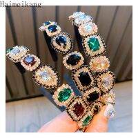 ☇ xing lu nan High Quality Korean Version Baroque Style Gemstone Colored Diamond Hair Hoop Wild Card Accessories Headband