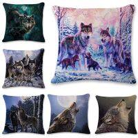 【CW】✲✴  Wolf Soft Polyester Pillowcase Car Sofa Cushion